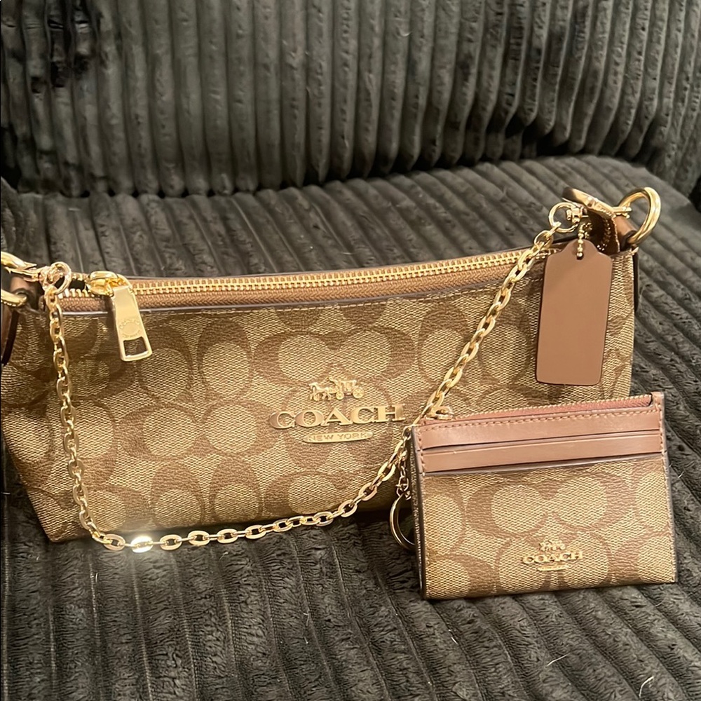Coach Brown and Gold Handbag Set